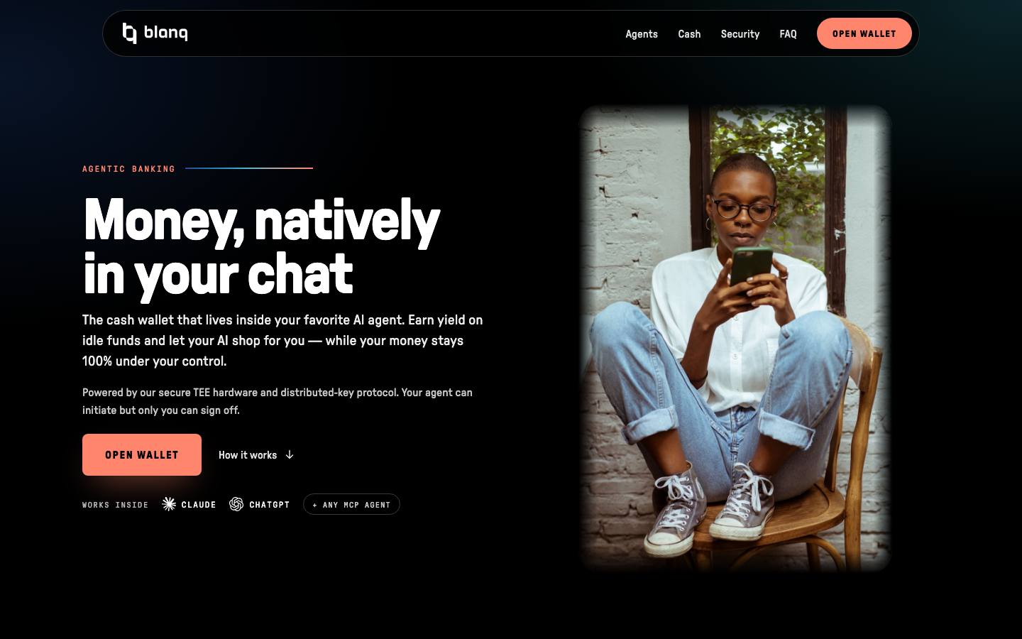 Blanq homepage screenshot