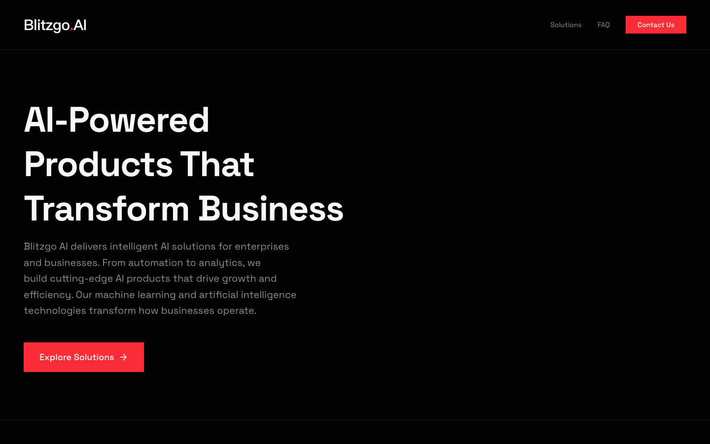 Blitzgo AI homepage screenshot