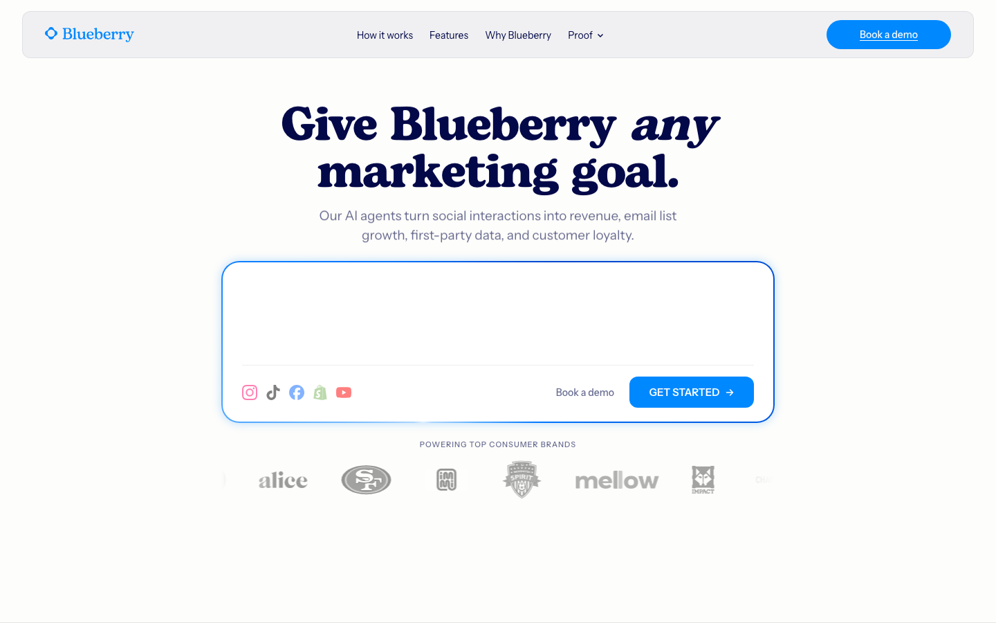 Blueberry homepage screenshot