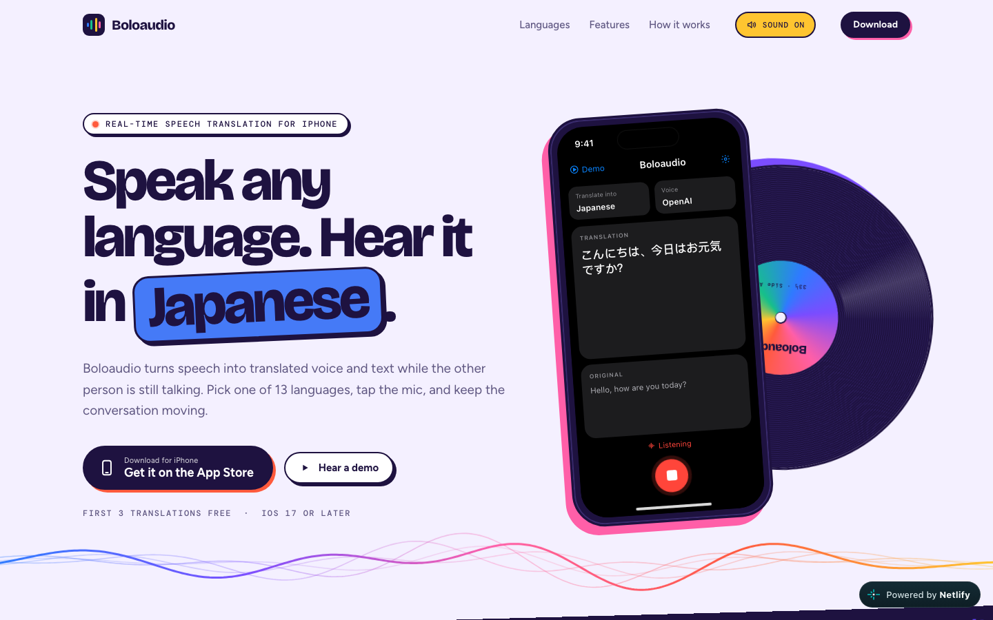Boloaudio homepage screenshot