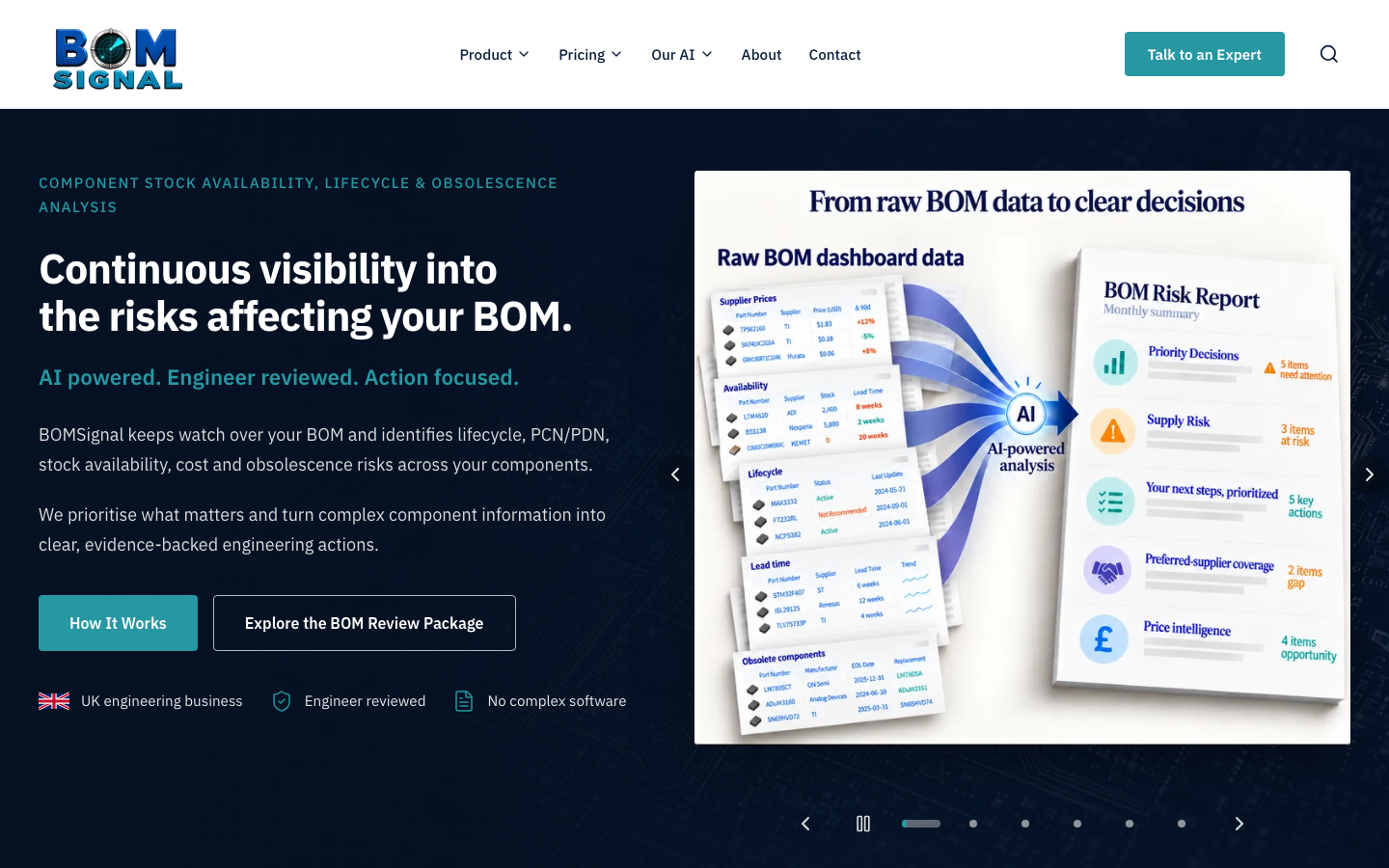 BOMSignal homepage screenshot