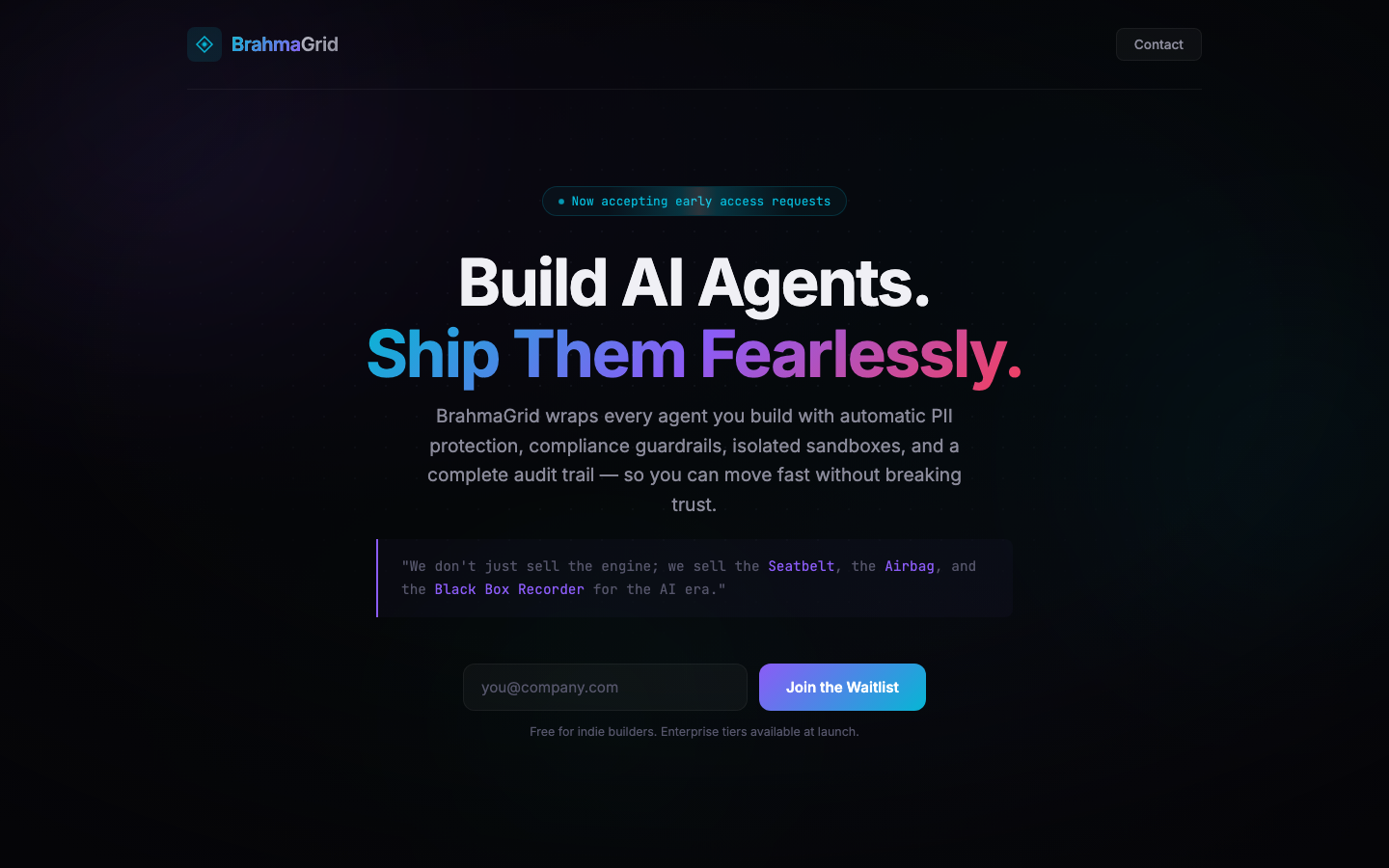BrahmaGrid homepage screenshot