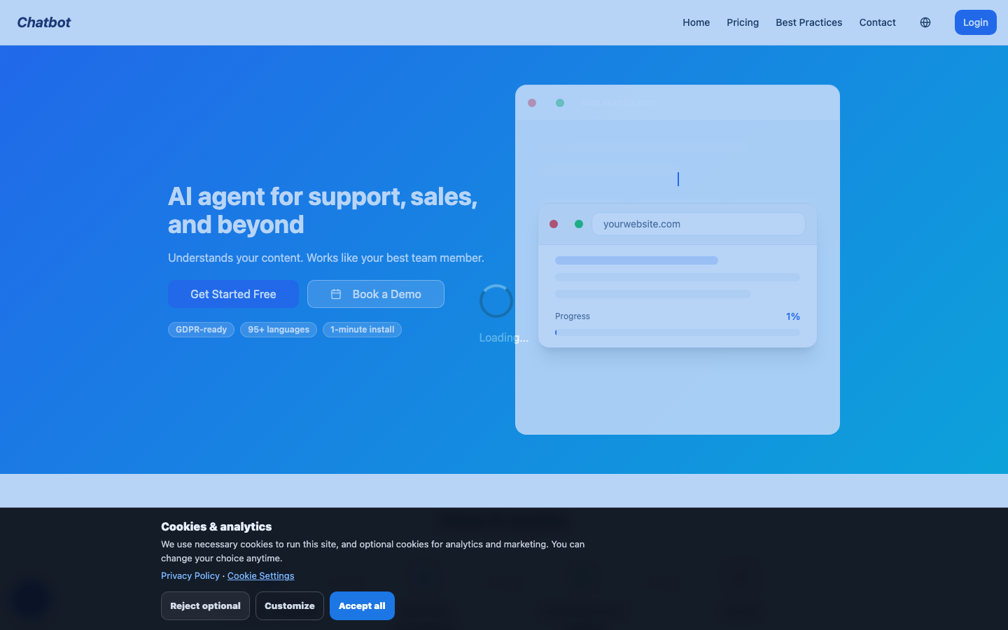 Bridgeupp Chatbot homepage screenshot