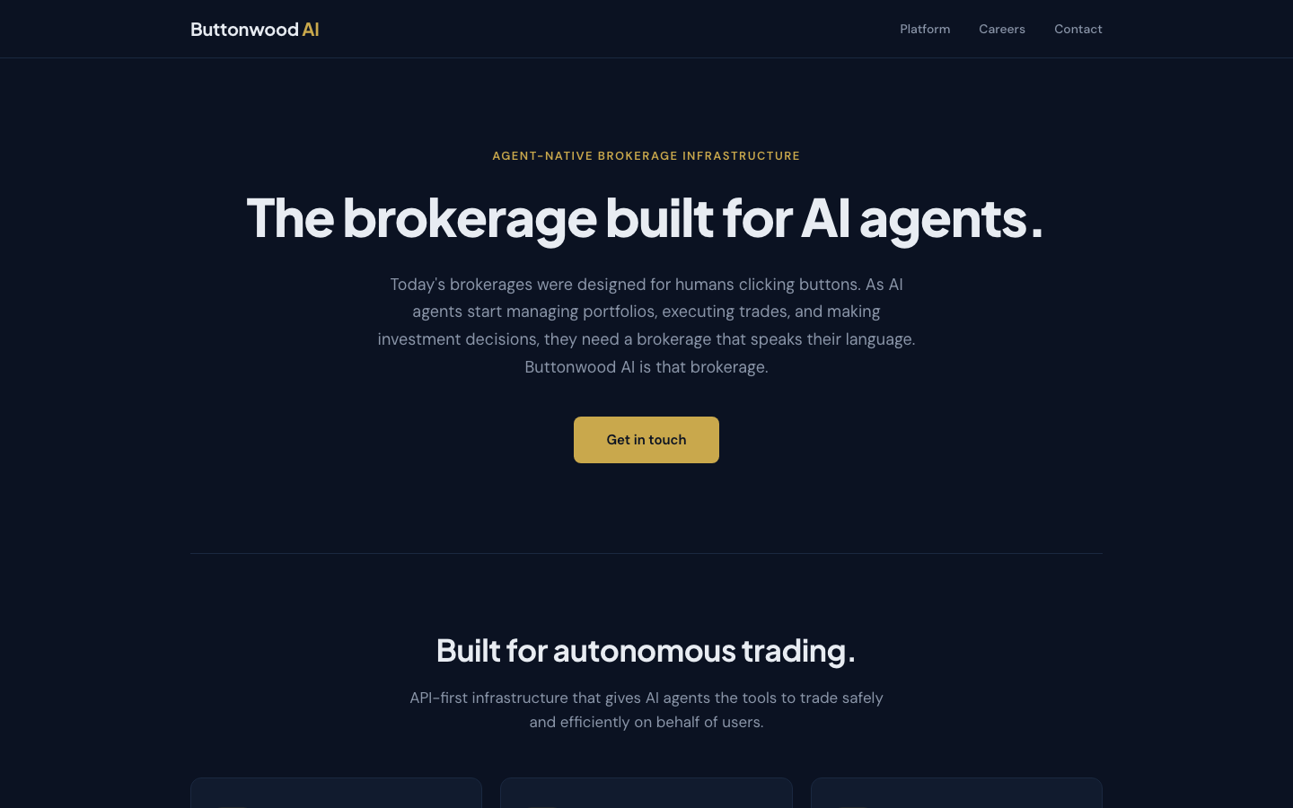 Buttonwood AI homepage screenshot