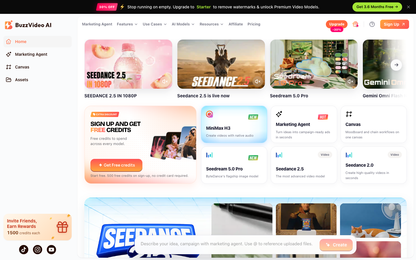BuzzVideo AI homepage screenshot