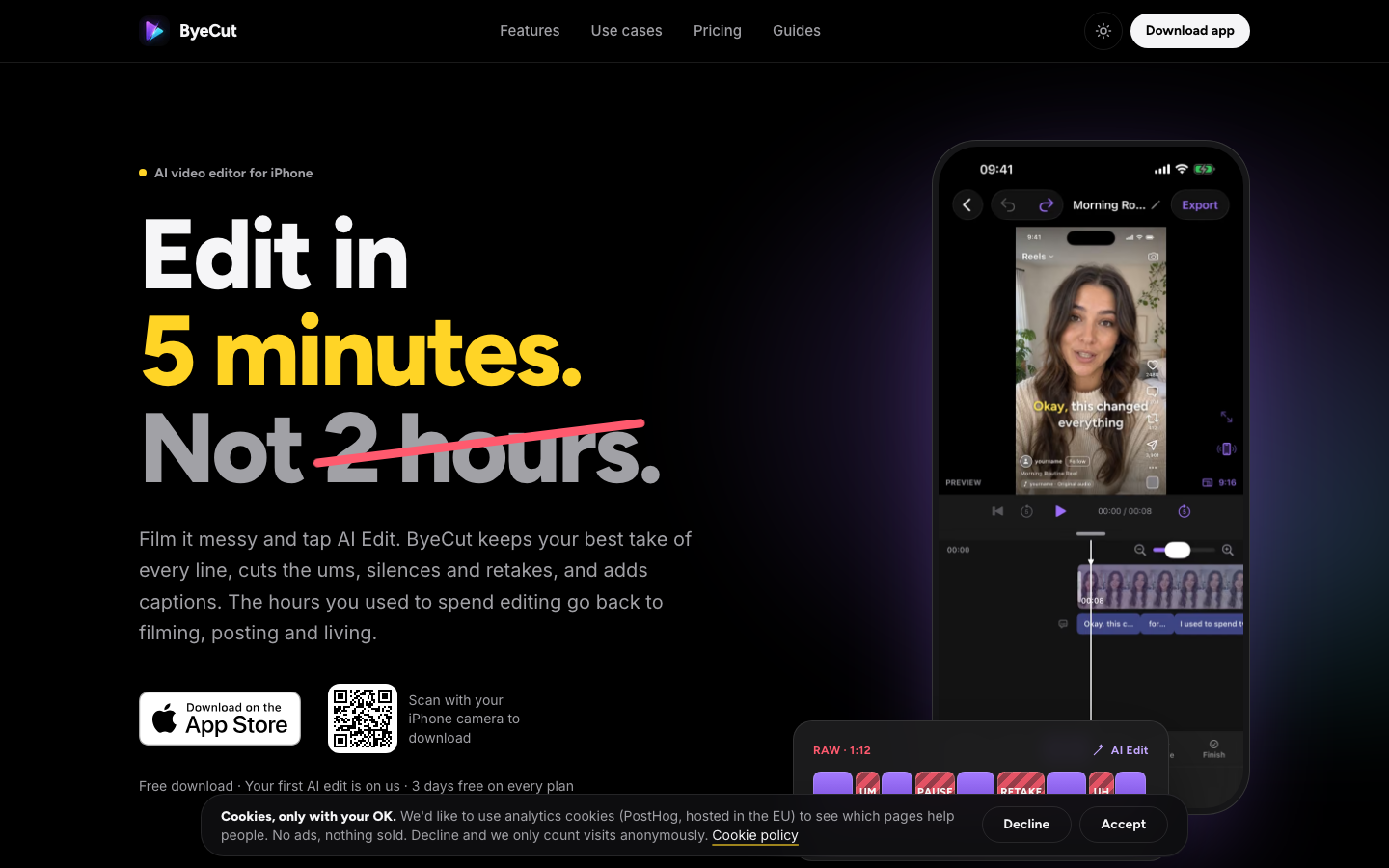 ByeCut homepage screenshot