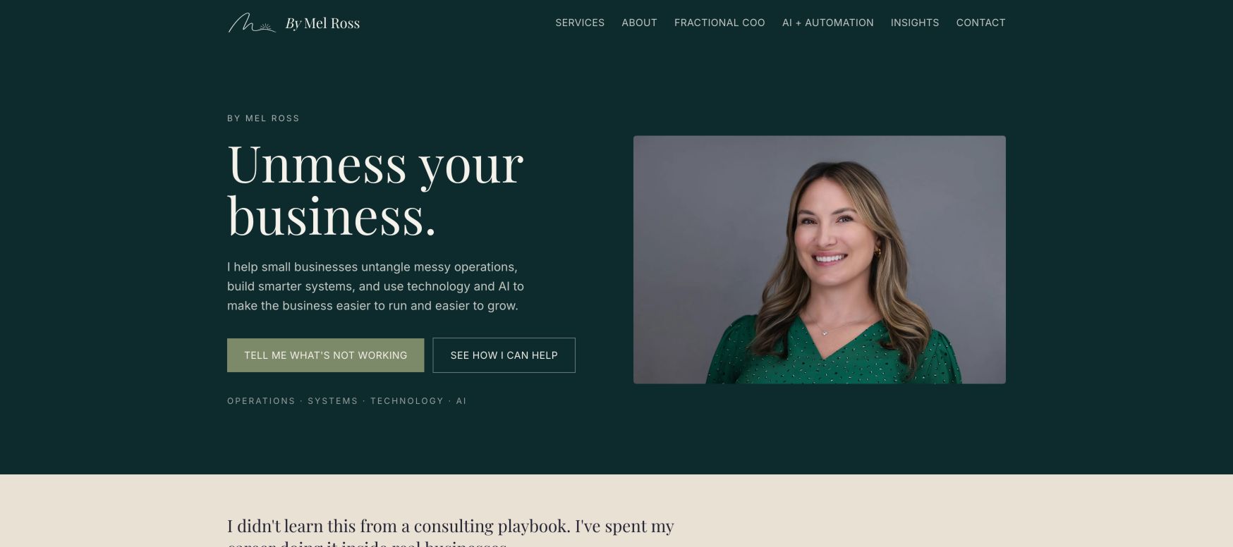 Mel Ross landing_page