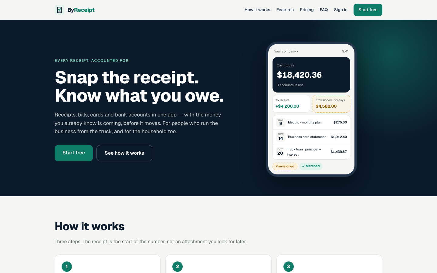 ByReceipt homepage screenshot