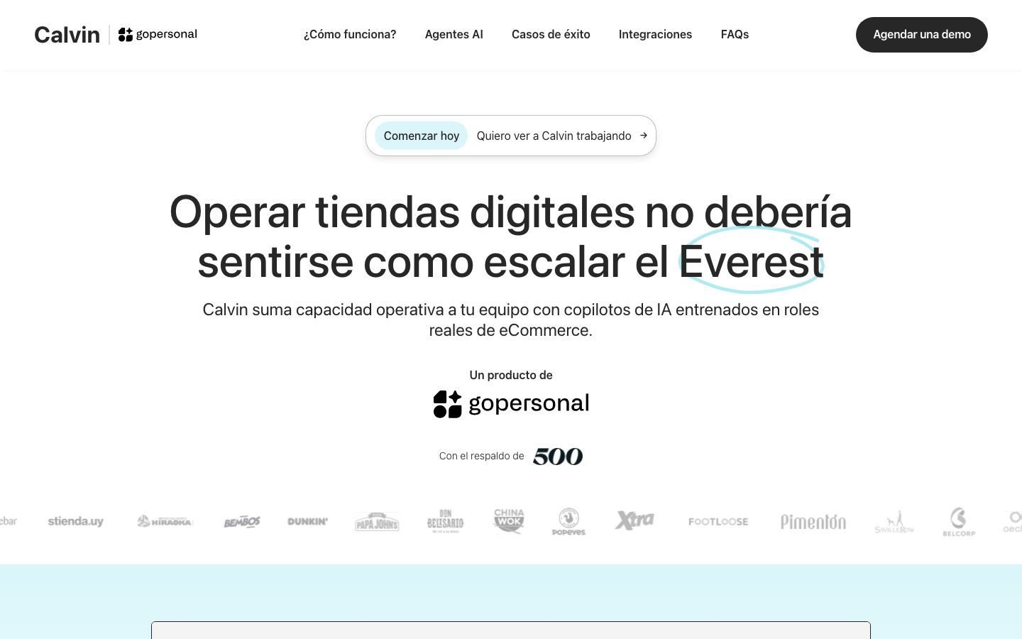 Calvin homepage screenshot
