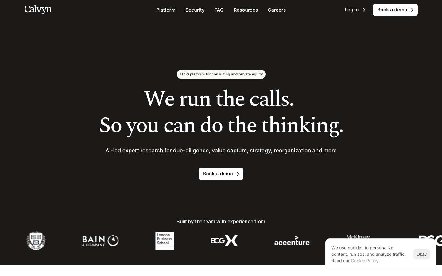 Calvyn homepage screenshot