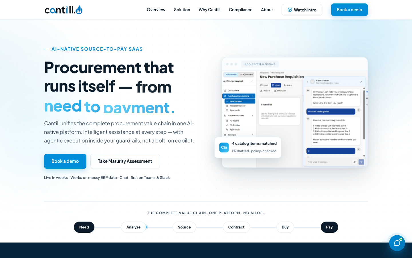 Cantill homepage screenshot