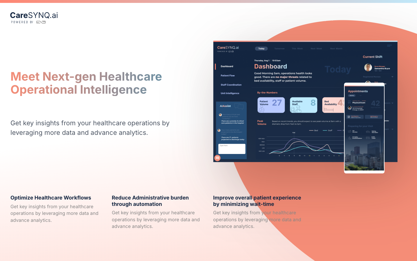 CareSYNQ homepage screenshot