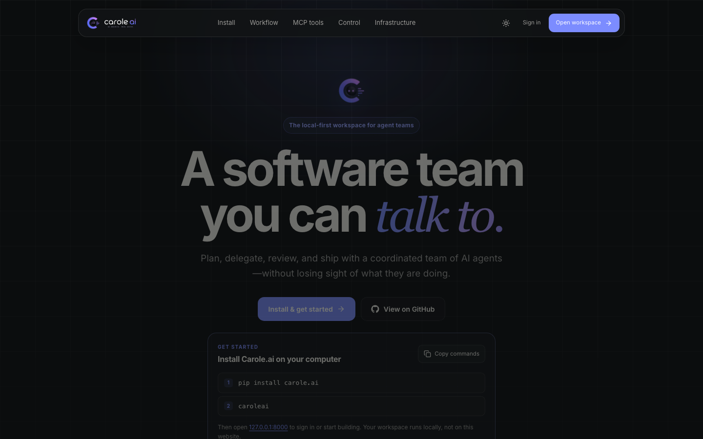 Carole.ai homepage screenshot