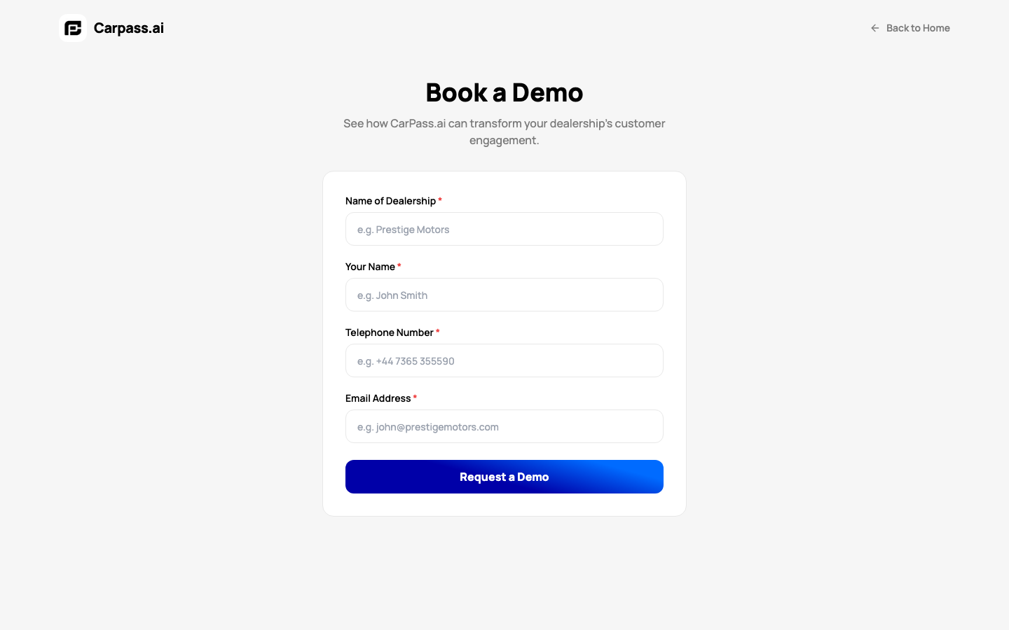 CarPass.ai homepage screenshot