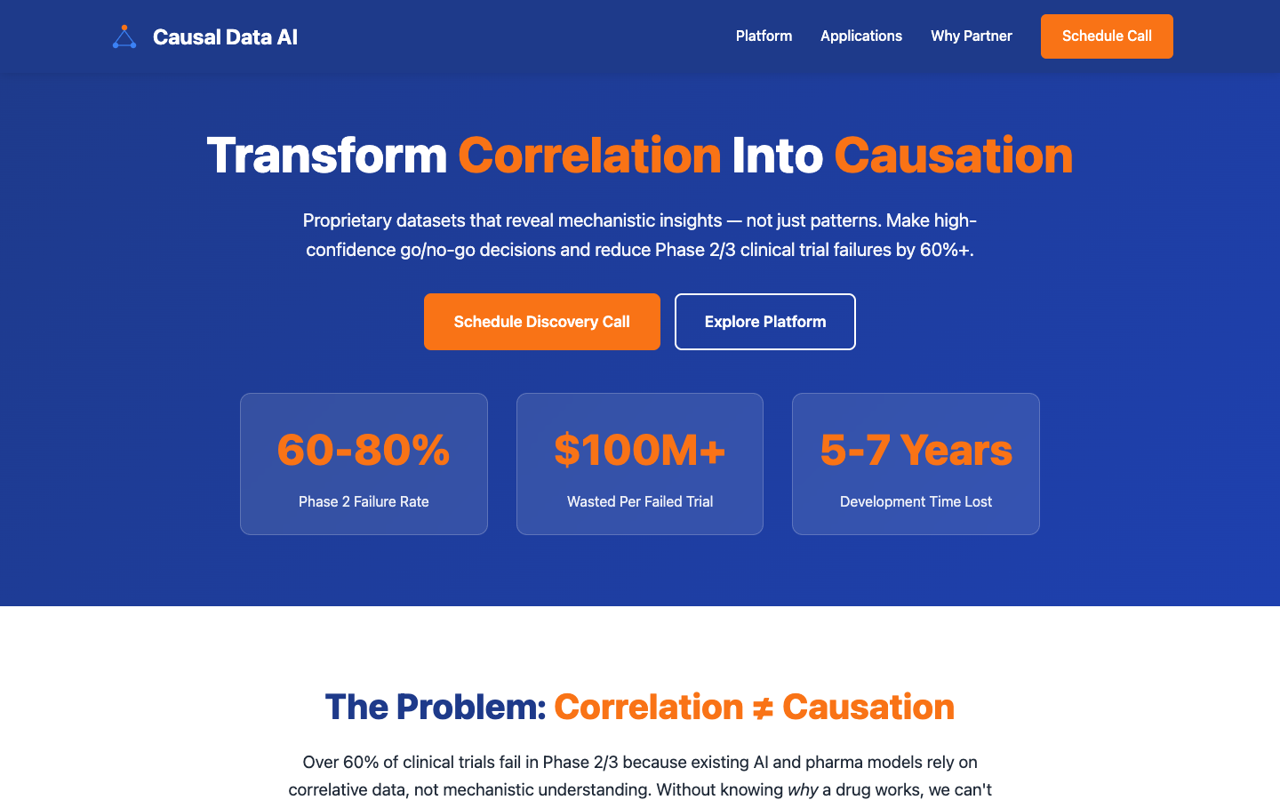 Causal Data AI homepage screenshot