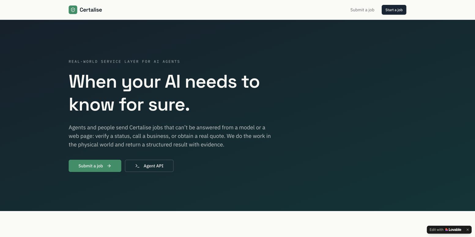 Certalise homepage screenshot