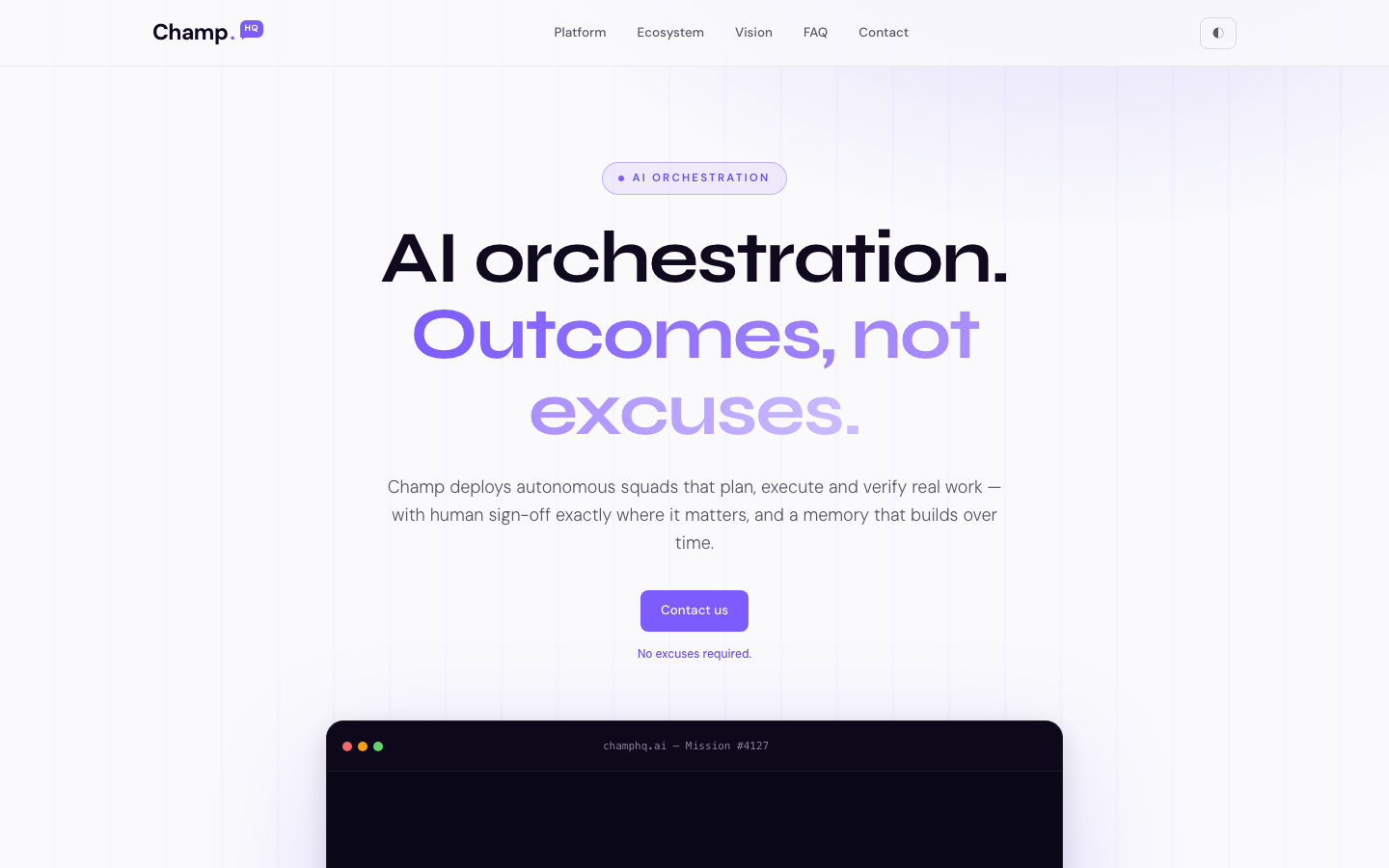 Champ.HQ homepage screenshot