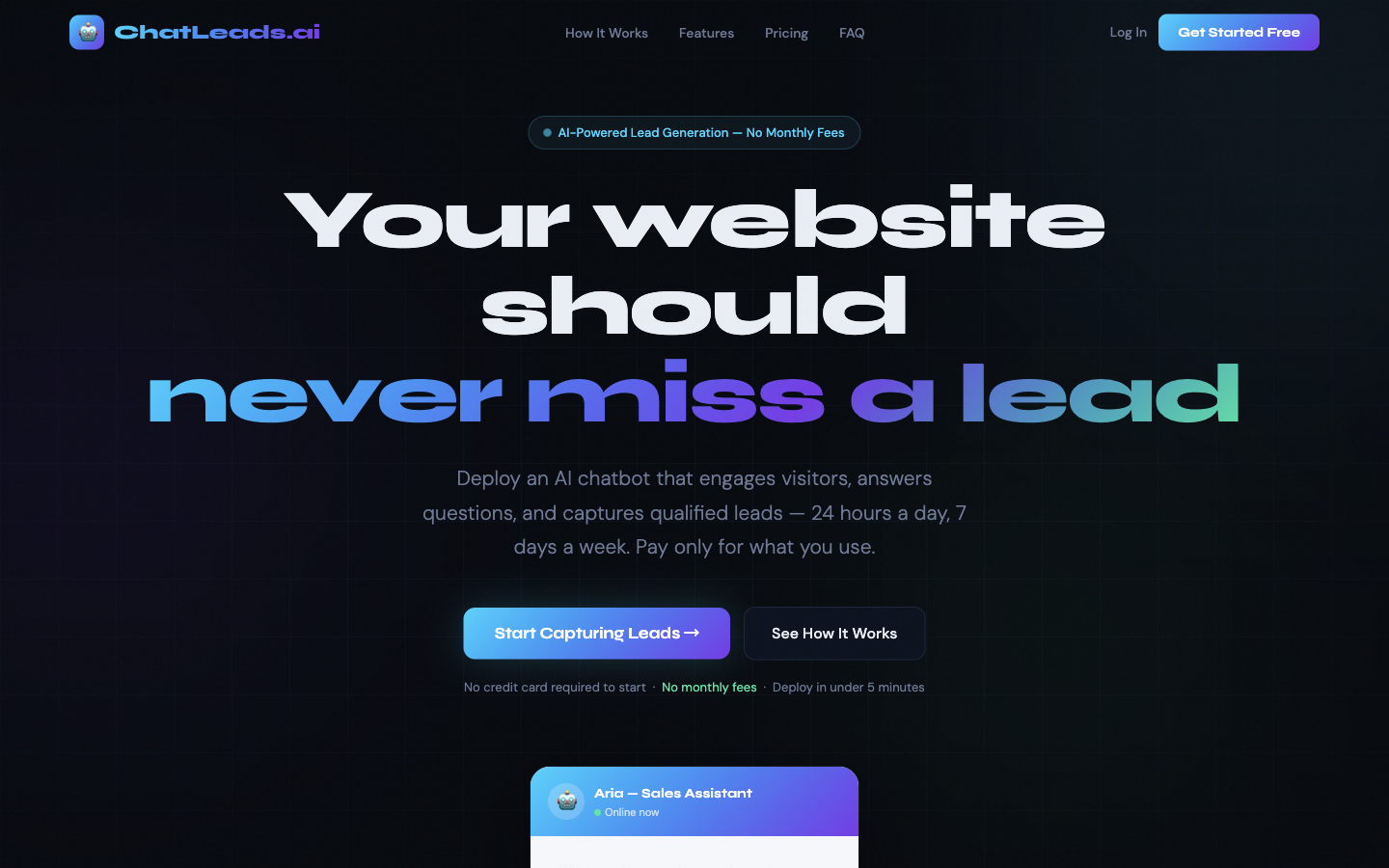 ChatLeads homepage screenshot