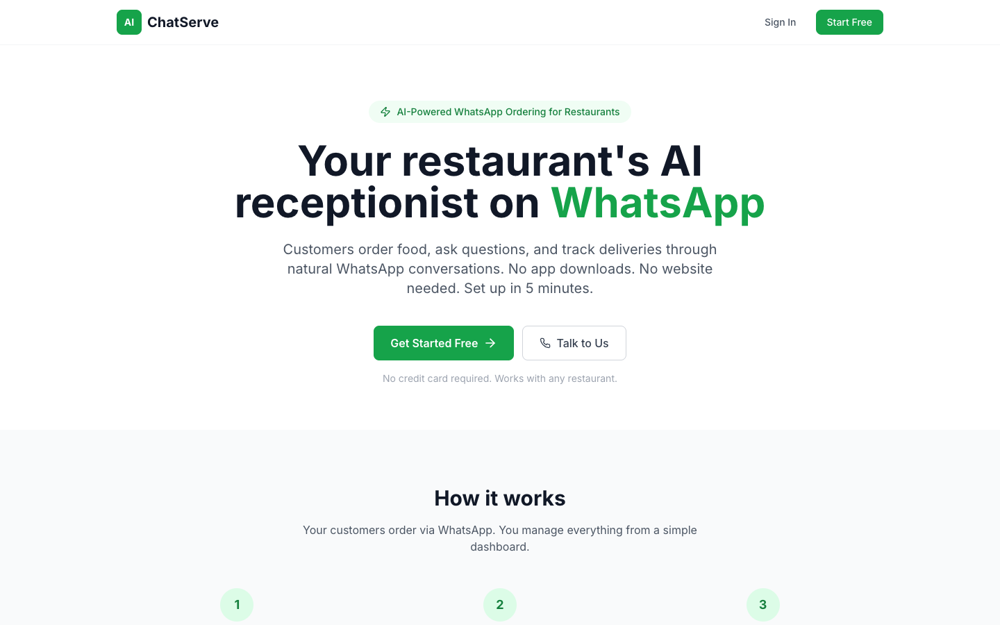 ChatServe homepage screenshot