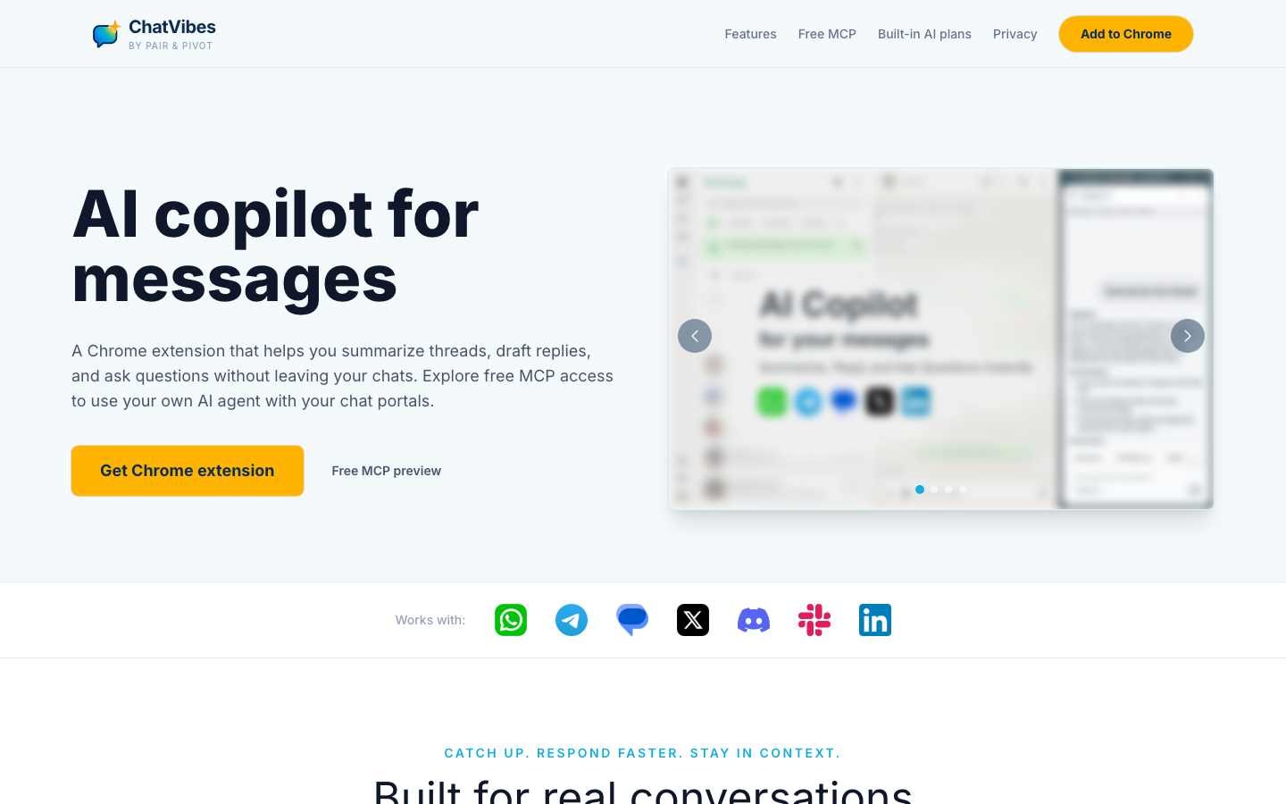 ChatVibes homepage screenshot