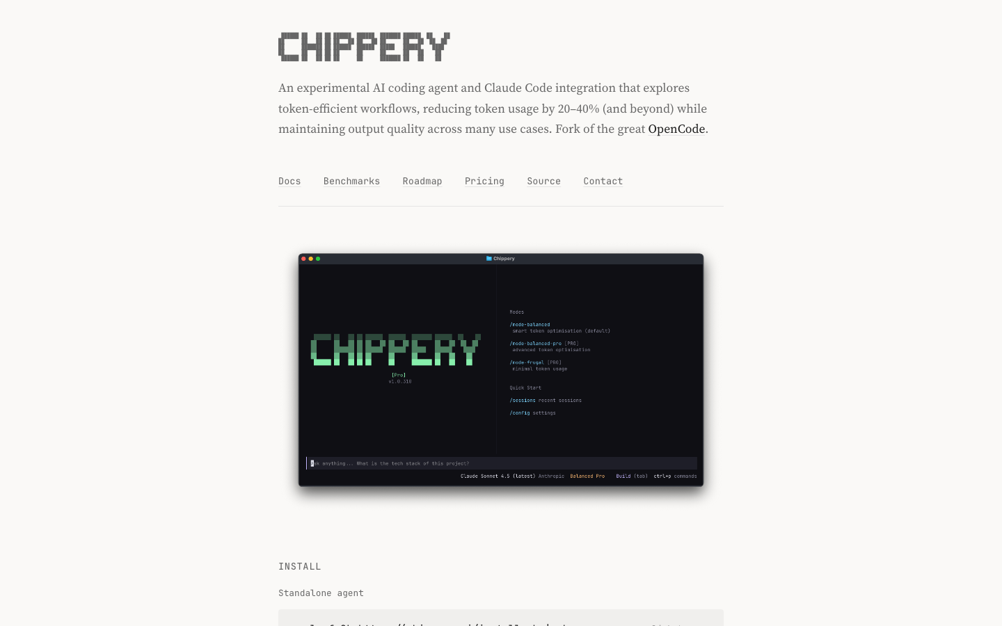 Chippery homepage screenshot