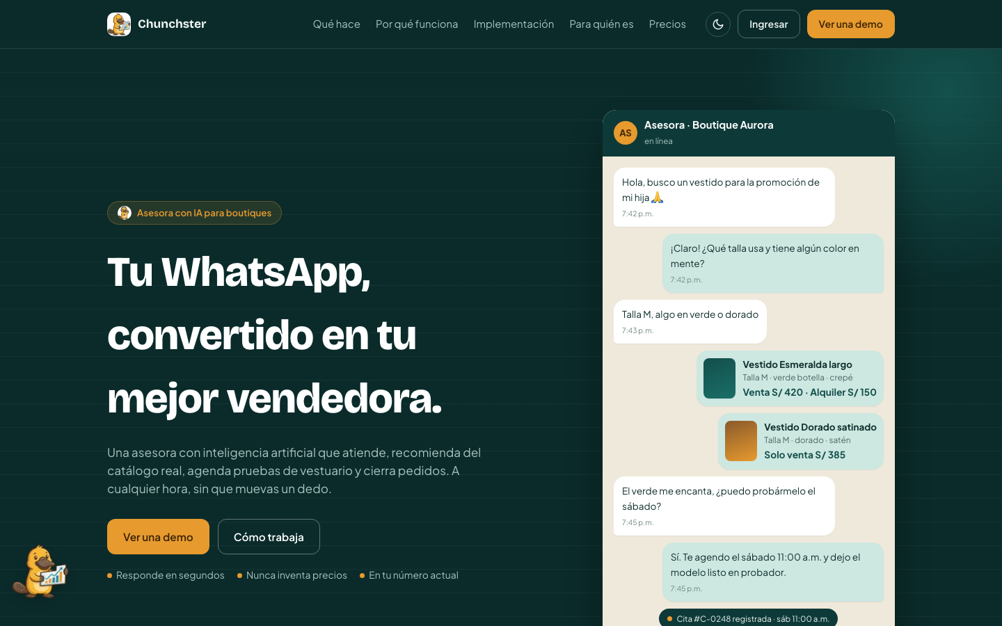 Chunchster homepage screenshot
