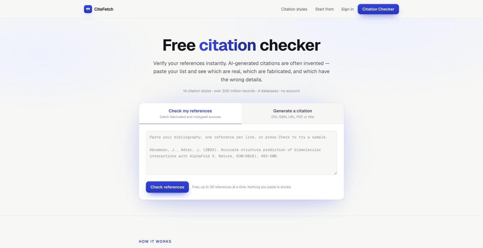 CiteFetch 首页截图