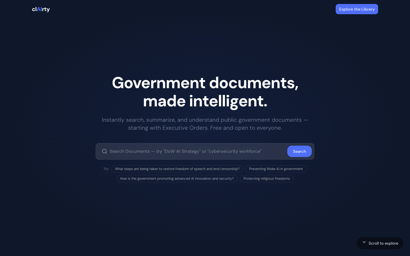 clAIrty homepage screenshot