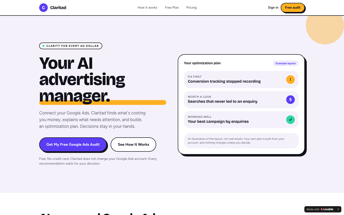 Claritad homepage screenshot