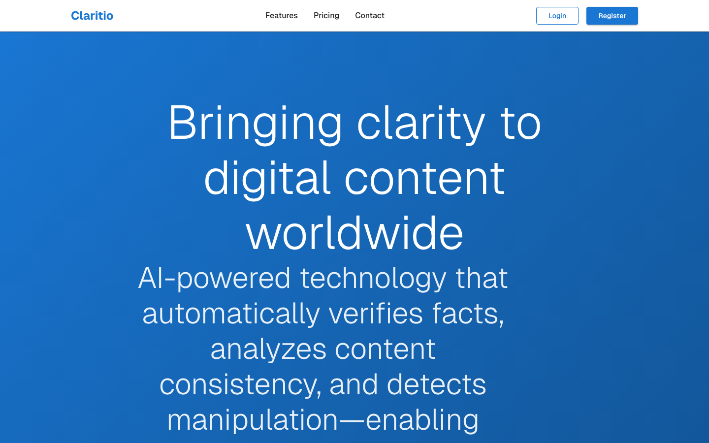 Claritio homepage screenshot