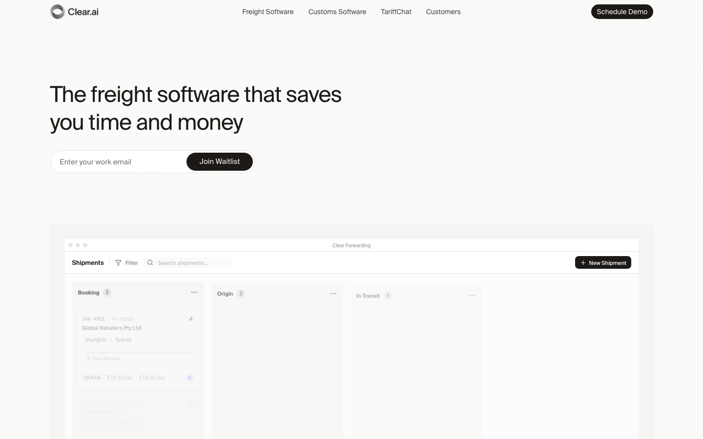 Clear.ai 首页截图