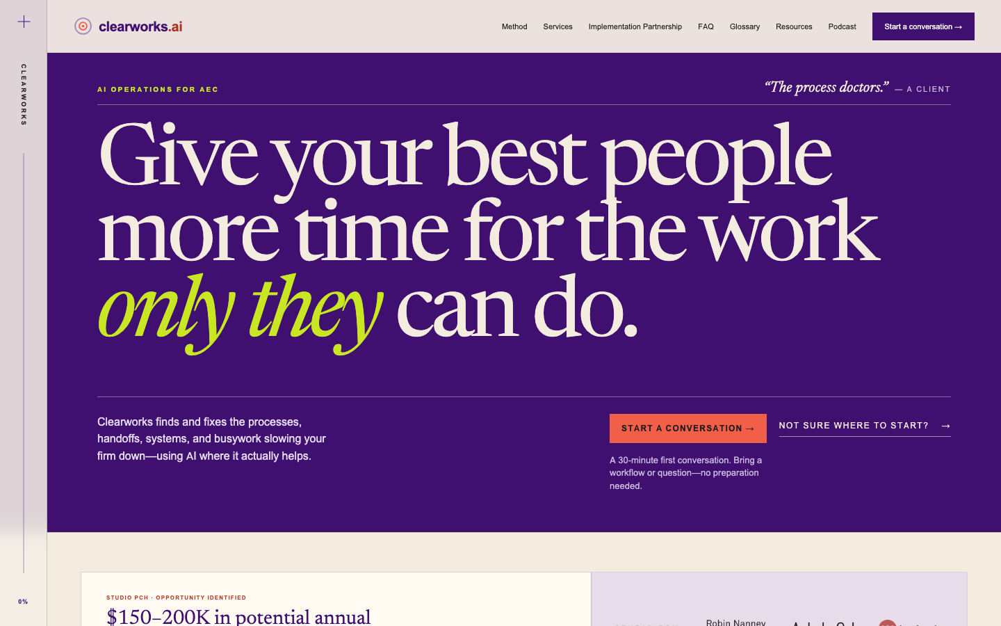 Clearworks homepage screenshot