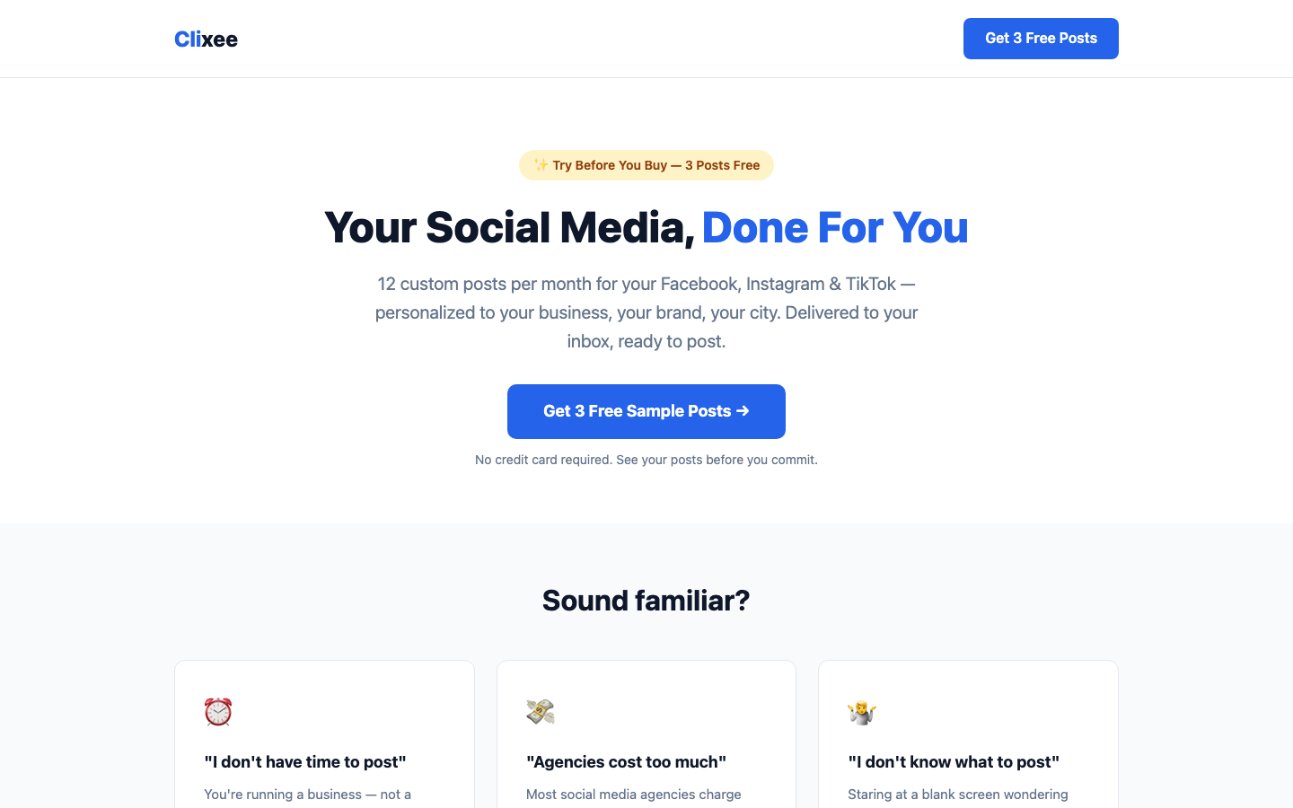 Clixee homepage screenshot