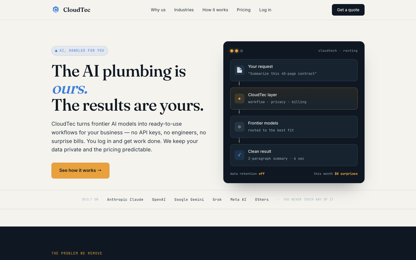 CloudTec homepage screenshot