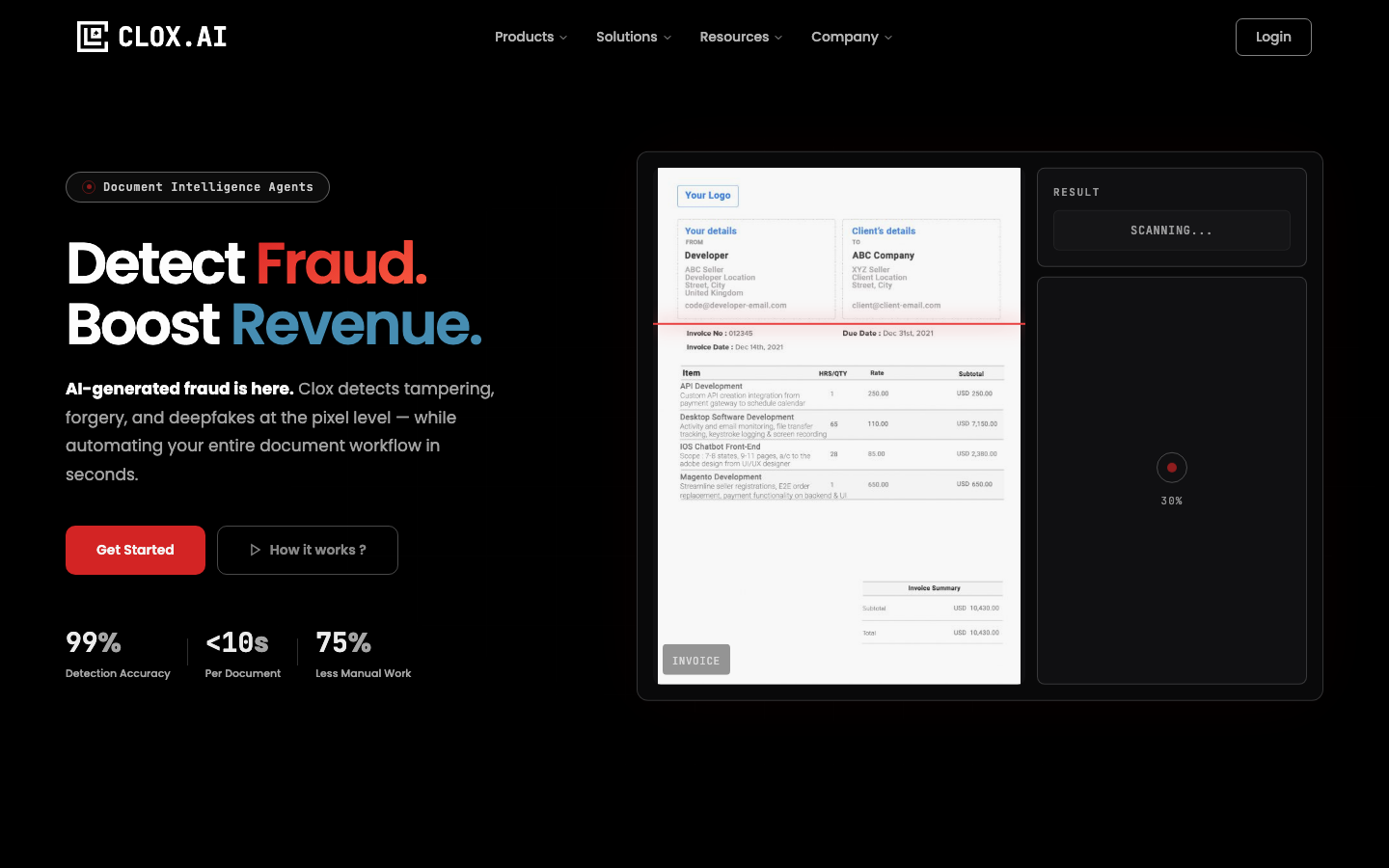 CLOX.AI homepage screenshot