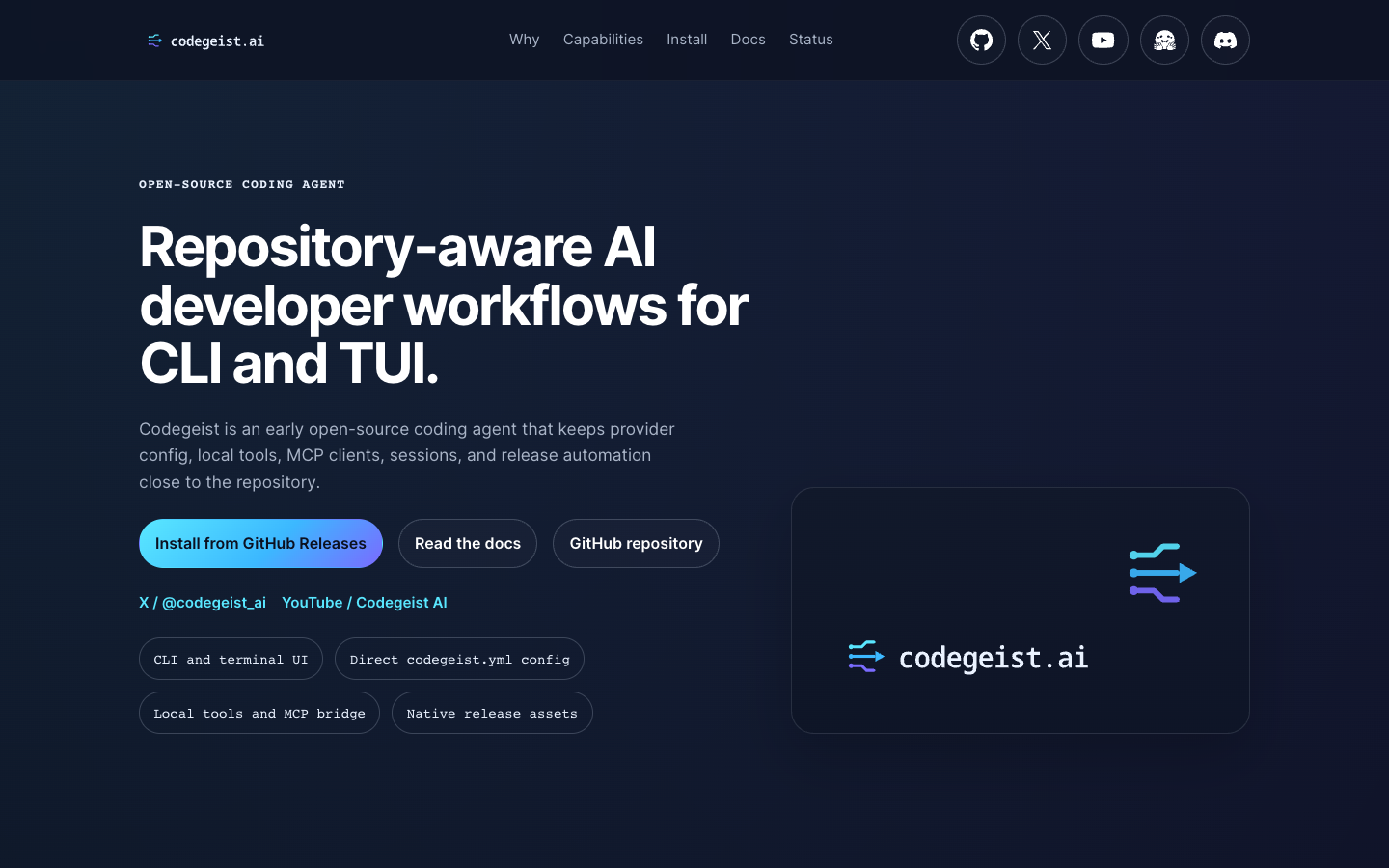 Codegeist homepage screenshot