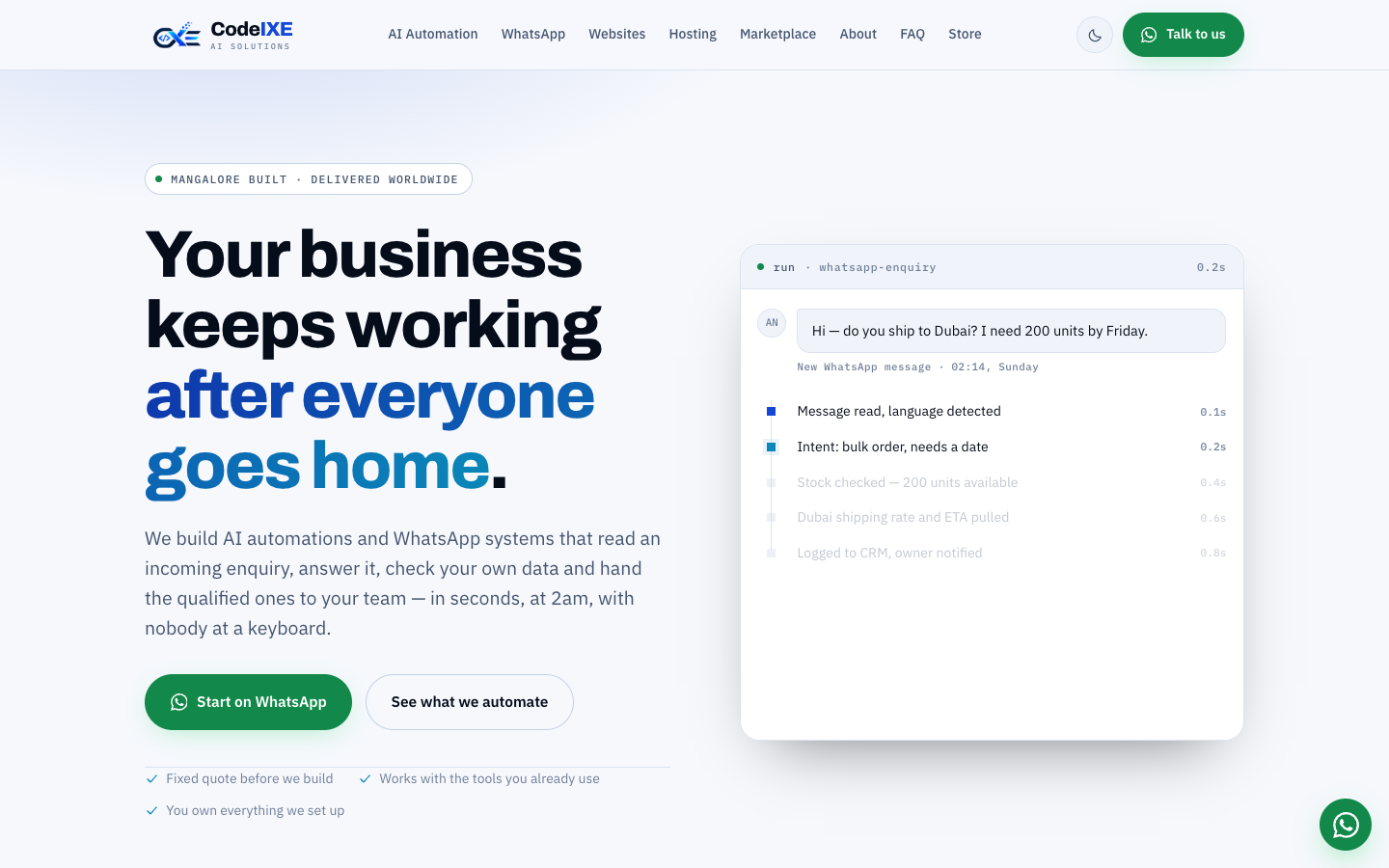 AI Automation & WhatsApp Automation homepage screenshot