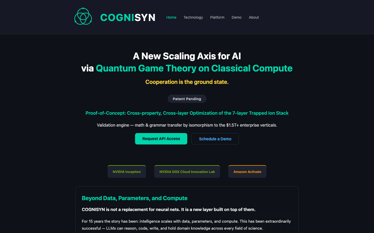 COGNISYN homepage screenshot