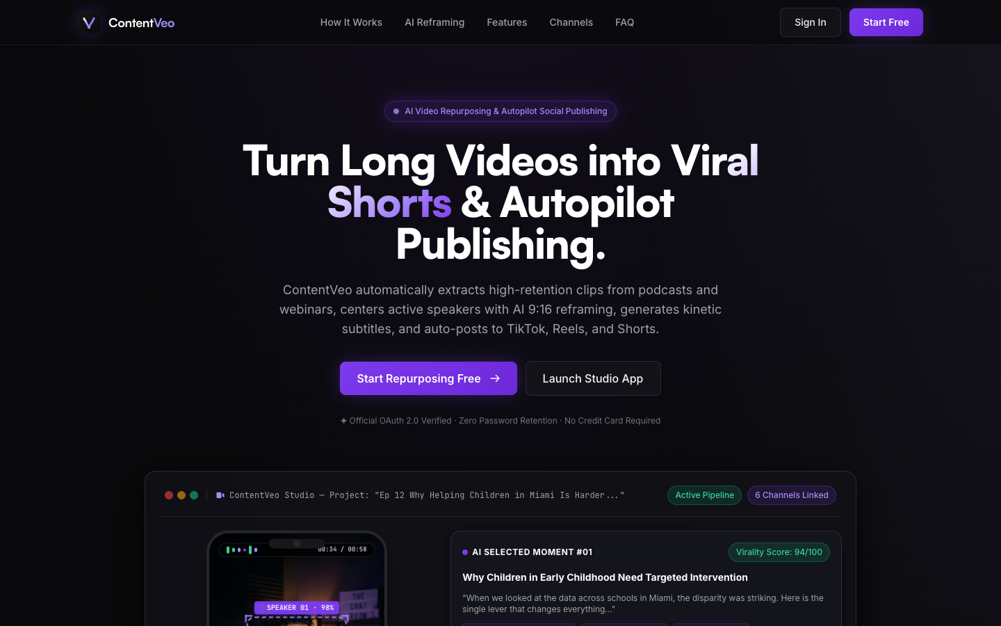 ContentVeo homepage screenshot