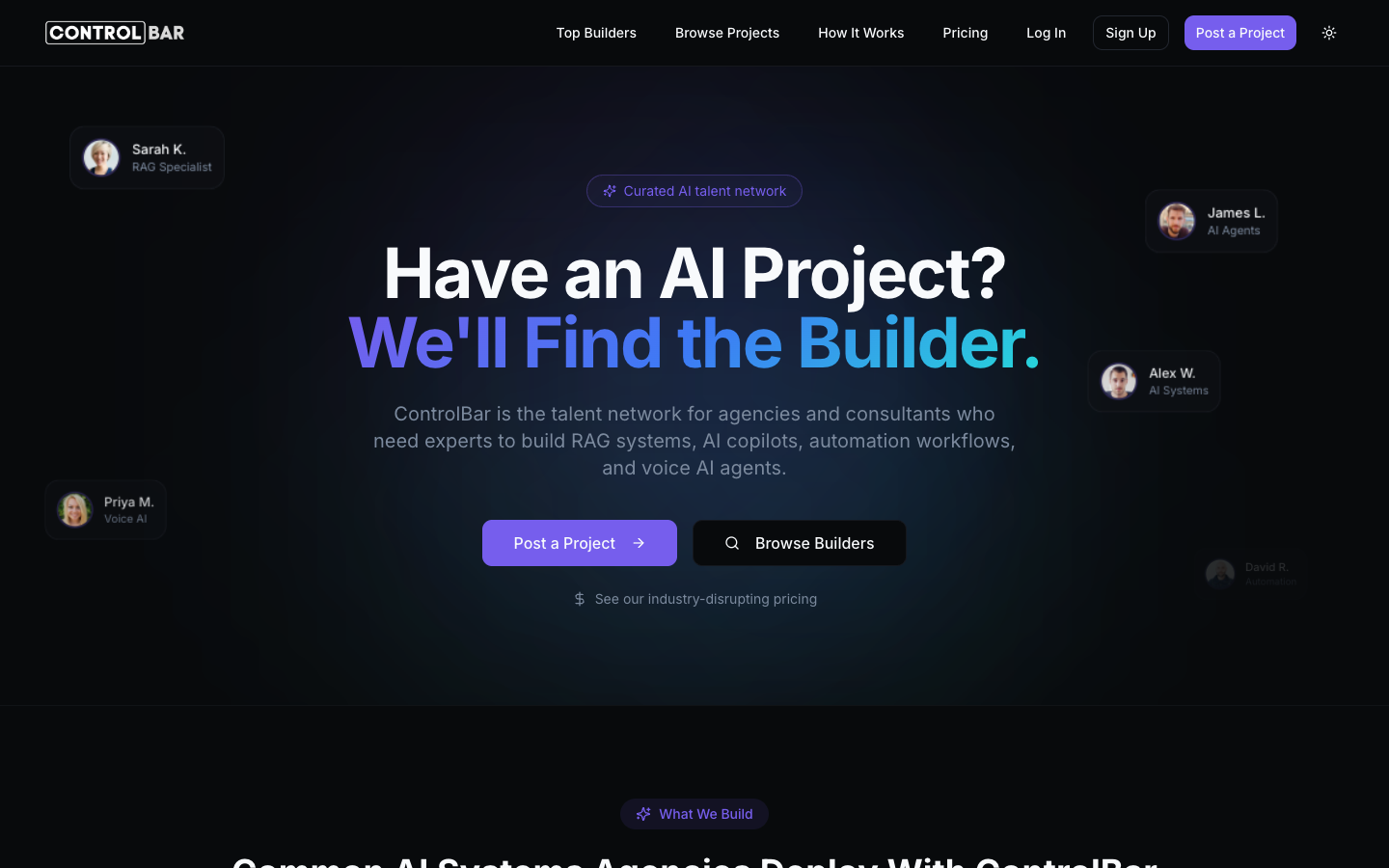 ControlBar homepage screenshot