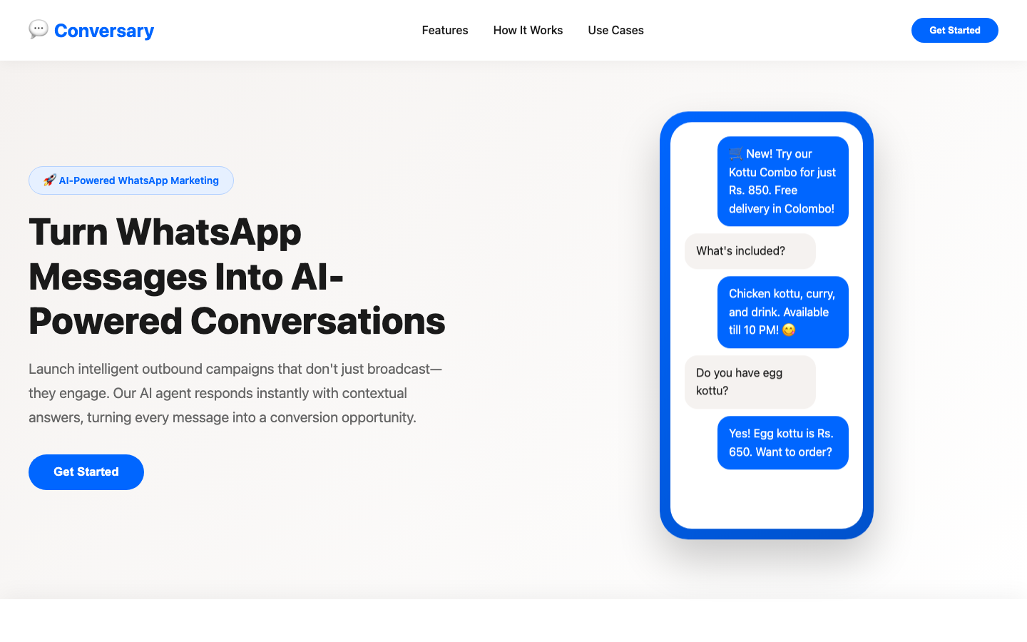 Conversary homepage screenshot