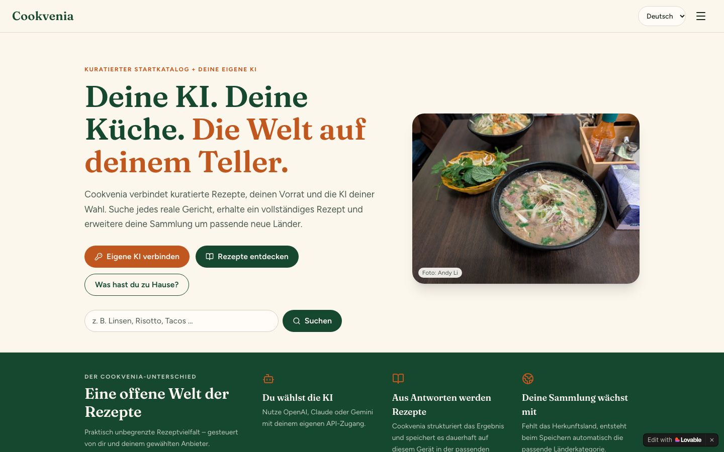 Cookvenia homepage screenshot