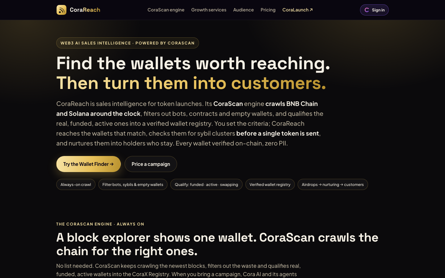 CoraReach homepage screenshot