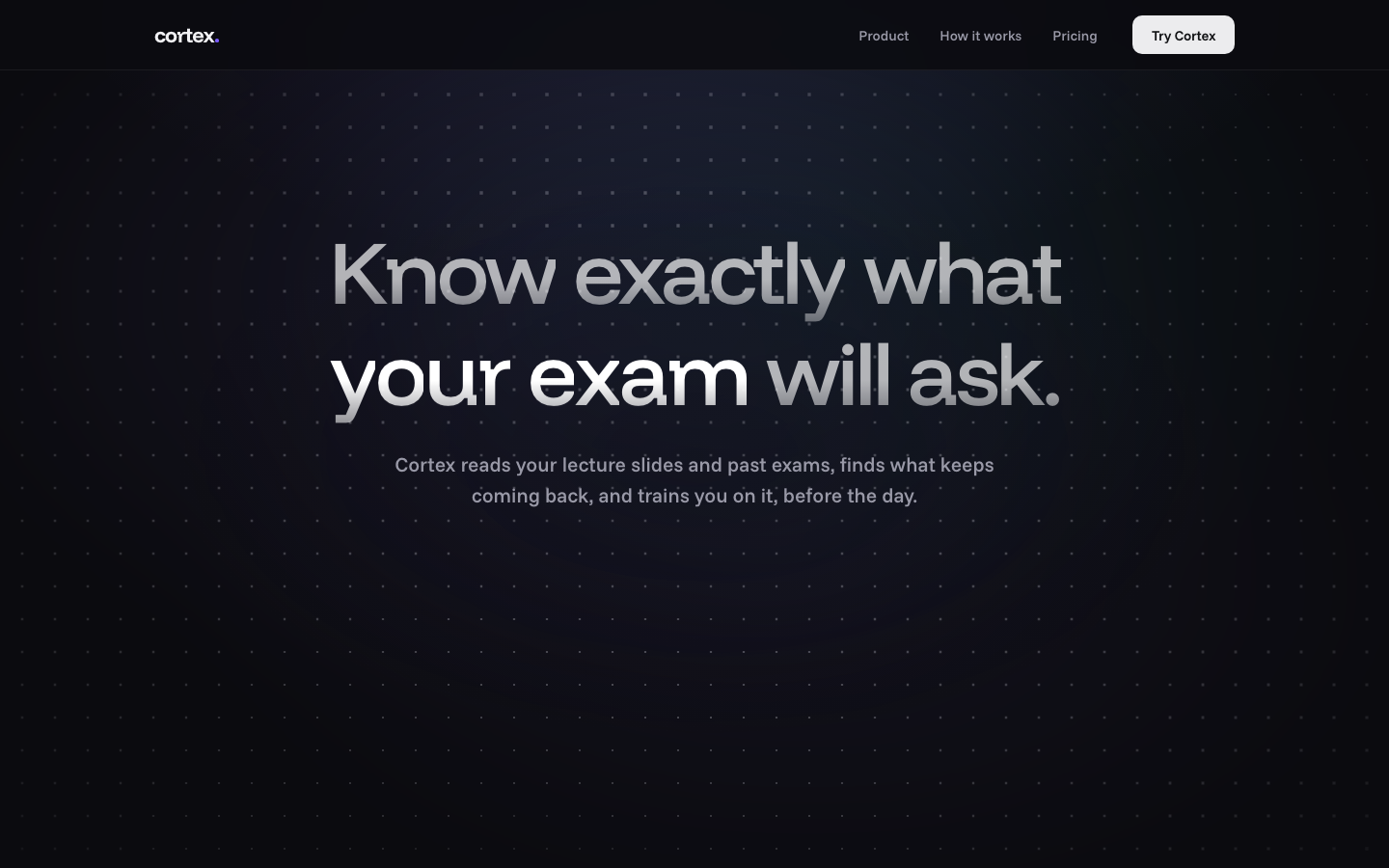 Cortex homepage screenshot