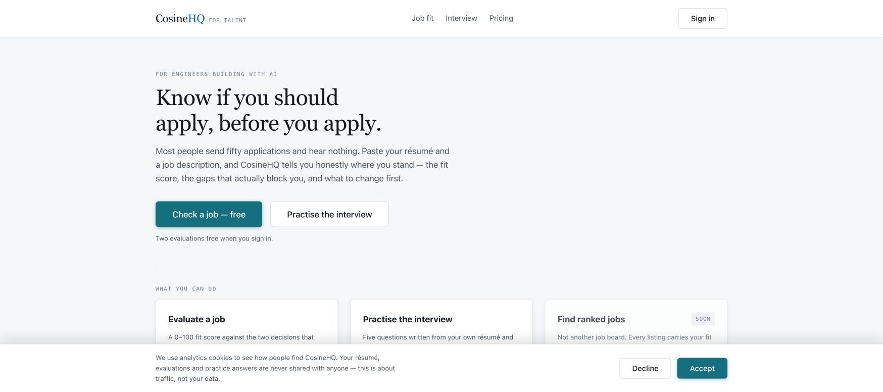 CosineHQ landing_page