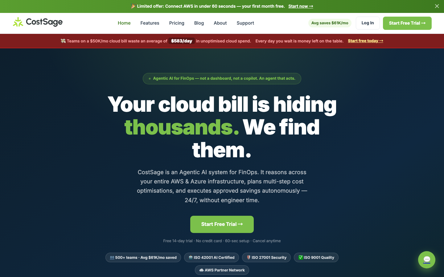 CostSage homepage screenshot