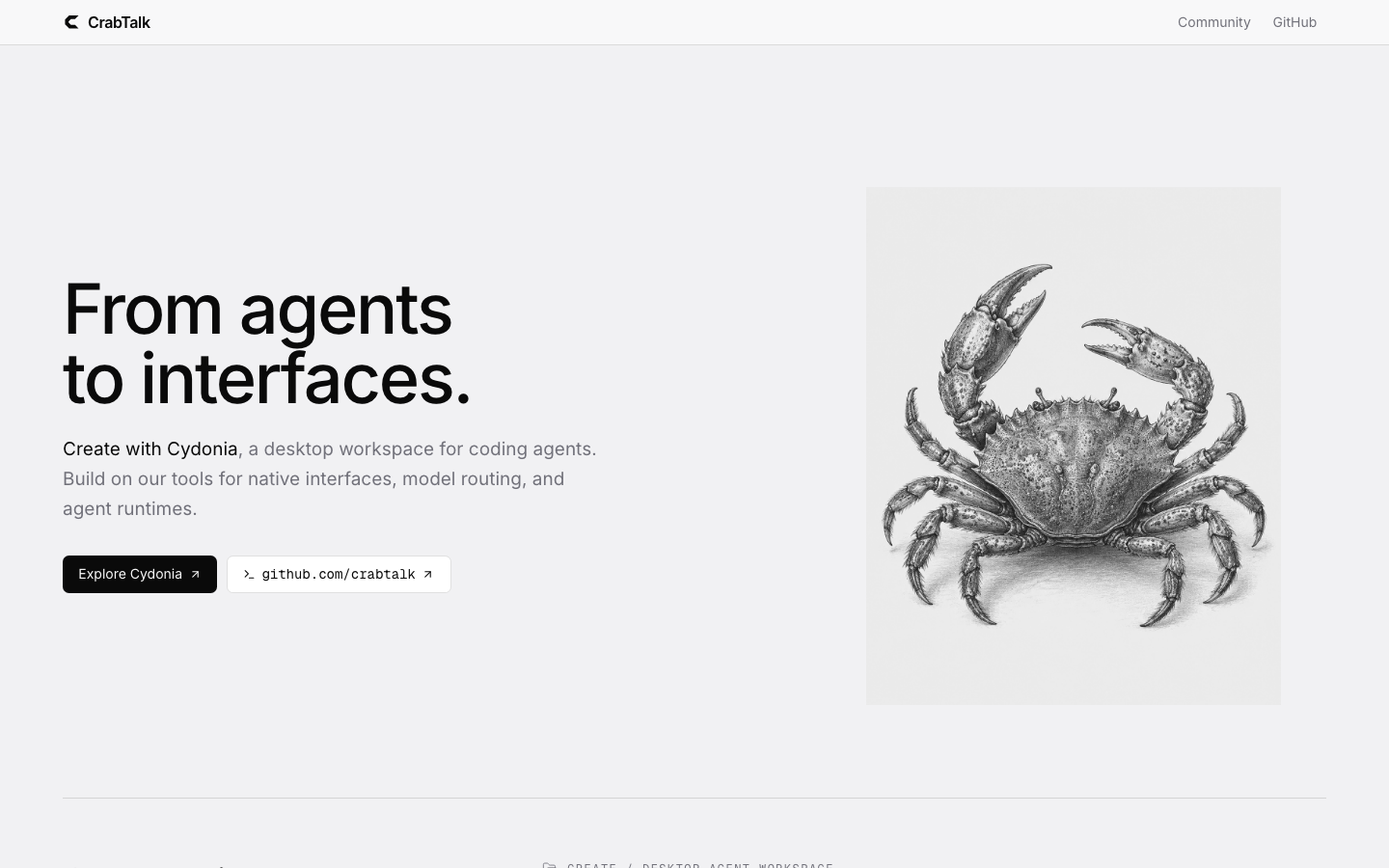 CrabTalk homepage screenshot