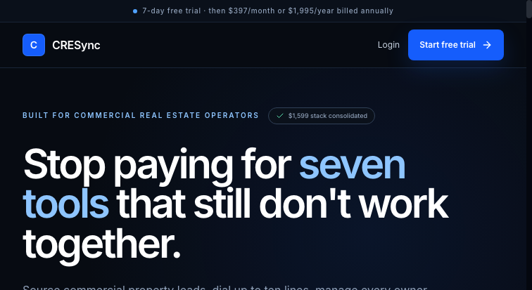CRESync homepage screenshot