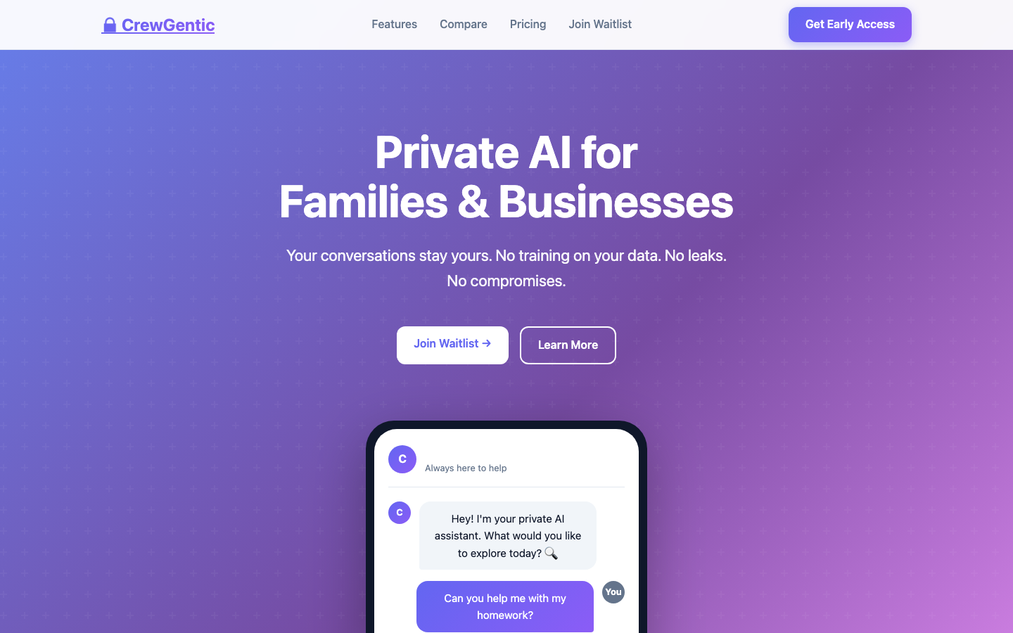 CrewGentic homepage screenshot