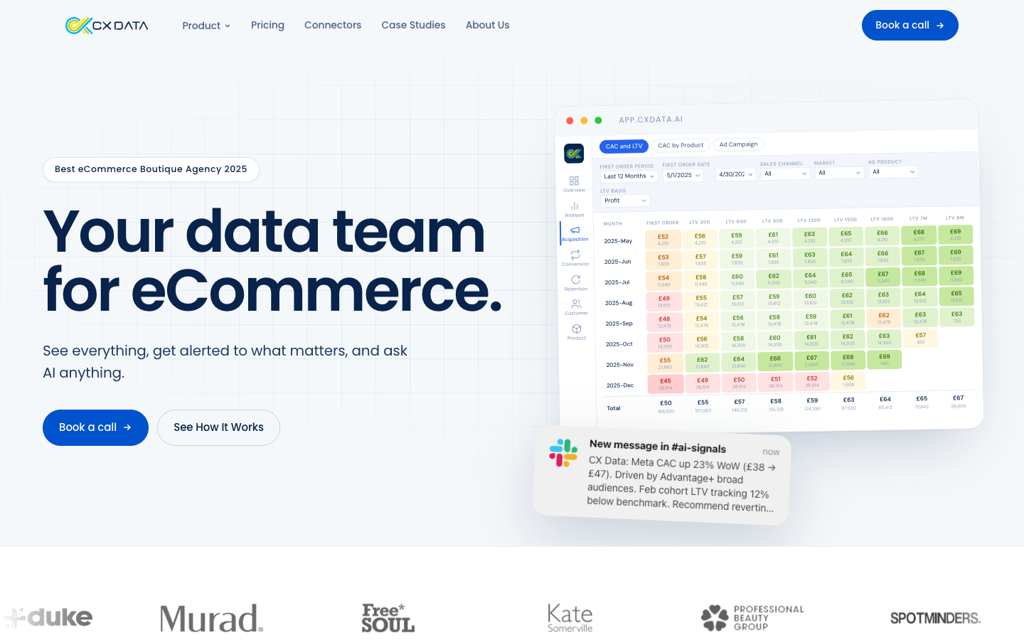 CX Data homepage screenshot